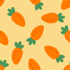 Seamless pattern with carrot, vector illustration of vegetable, healthy vegan food wallpaper