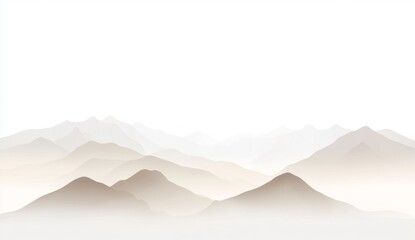 Misty mountain range, soft colors, serene landscape