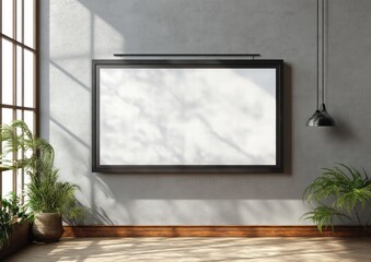 Minimalistic Modern Digital Screen Wall Mounted Flat Monitor Hyper-Realistic Ambient Lighting