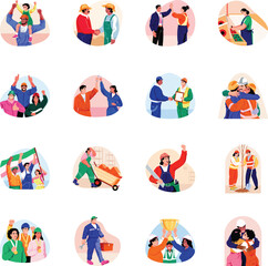 Fototapeta premium Set of Work Appreciation Art Flat Illustrations 