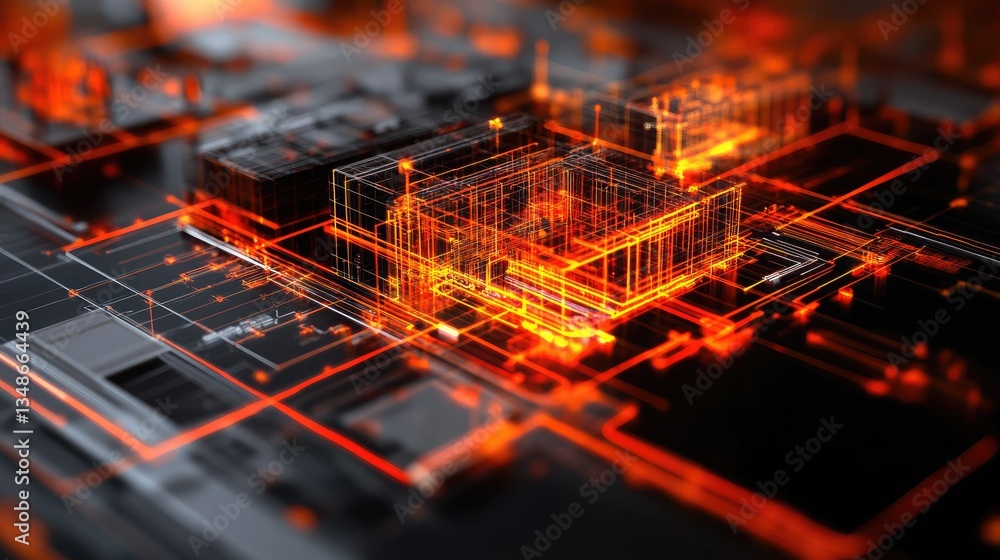 Aufkleber a high-tech industrial automation hub being assembled with ai-powered systems.