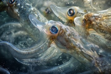 Fresh squids harvested from the ocean, a delicious seafood delight for culinary enthusiasts.