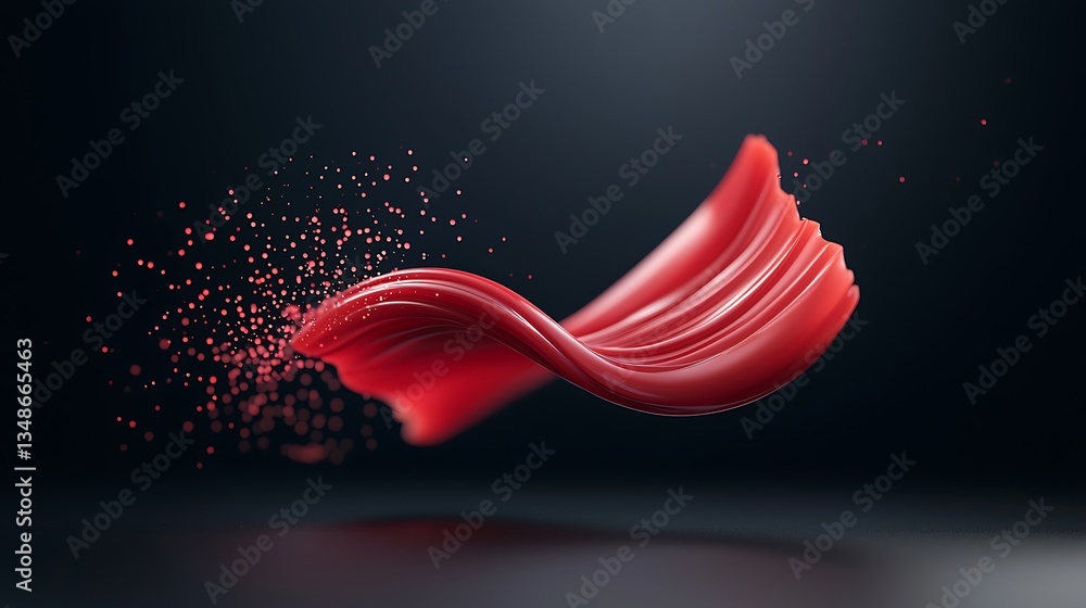 Poster abstract red liquid flowing dynamically against dark background