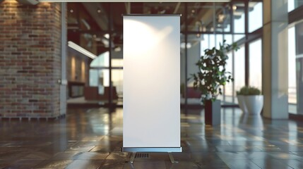 Roll Up Banner Mockup Display Stand in Office Interior