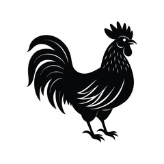 Detailed Rooster Silhouette Perfect for Farm, Animal, and Wildlife Illustrations, Ideal for Vintage and Rural