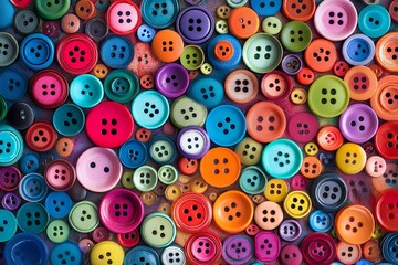 Fototapeta premium Vibrant collection of multicolored sewing buttons in various sizes and shapes