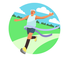 Man reaching goal in marathon.	