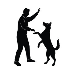 Dog Trainer and Dog in Action Perfect for Pet, Animal, and Training Illustrations