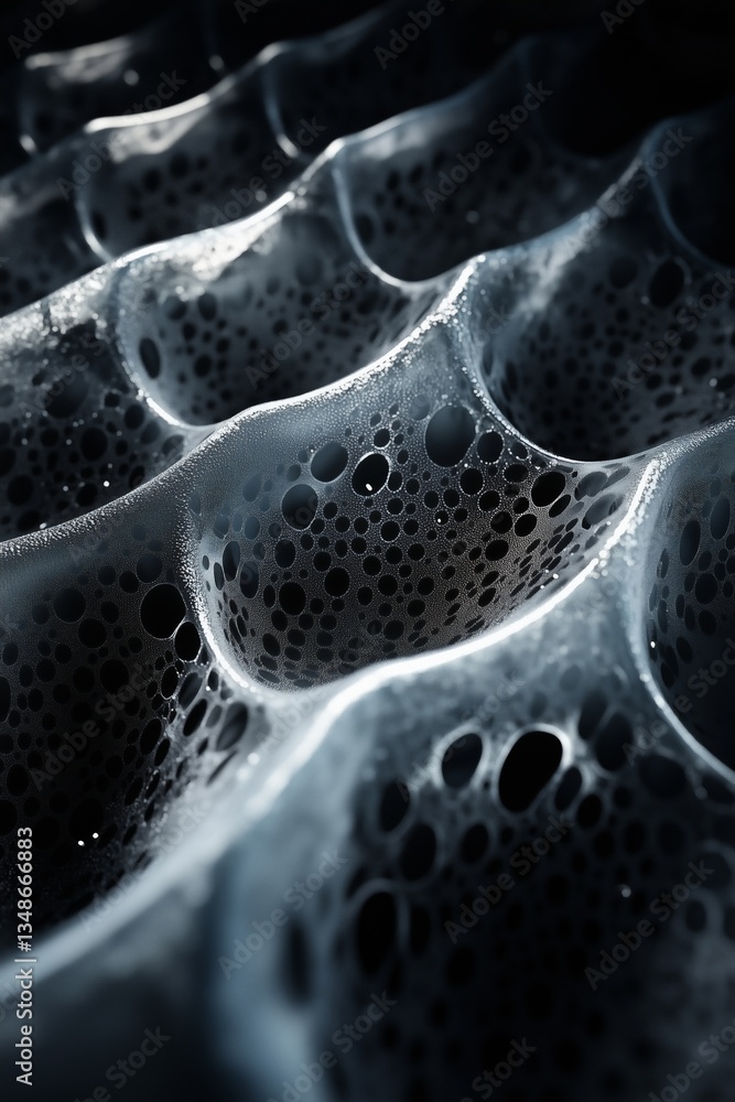 Aufkleber abstract, cellular structure with rippling waves and intricate hole patterns.