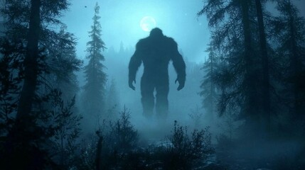 Eerie Moonlit Scene with Shadowy Figure