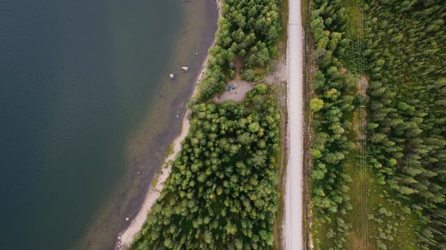 Lake close to forest road