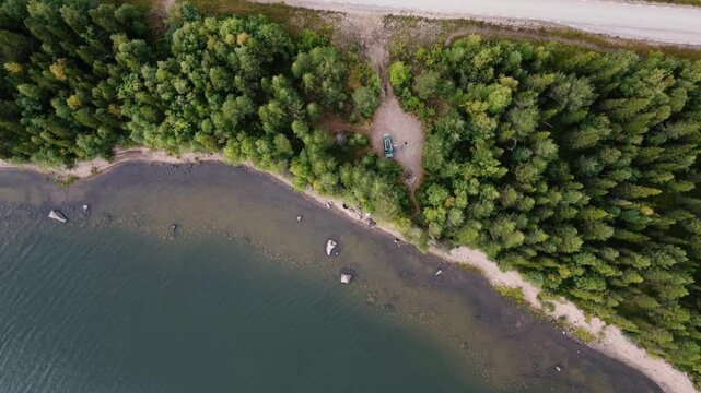 aerial view of lake