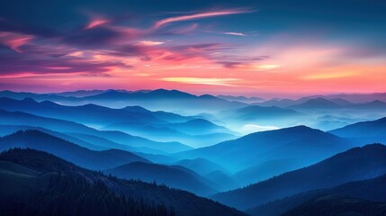 Obraz premium Majestic mountain range sunset panorama