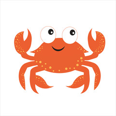 Crab icon isolated on white background. Crab doodle. Flat icon. Perfect for education, presentation, social media, web, more