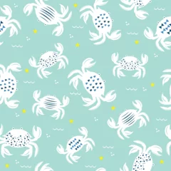 Gordijnen Naadloze herfst Cute crab Seamless Pattern Background. Crab illustration pattern. Crab background. Perfect for fabrics, textile, wallpaper, and decor. SSTKbackgrounds  © Elina Graphic Stock