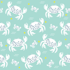 Cute crab Seamless Pattern Background. Crab illustration pattern. Crab background. Perfect for fabrics, textile, wallpaper, and decor. SSTKbackgrounds
