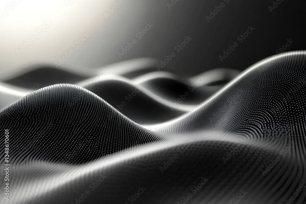 Poster abstract patterns of smooth waves in a dark environment with subtle light reflection