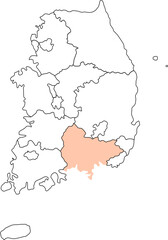 Map of the Korean Peninsula 한국 한반도 지역 지도 일러스트