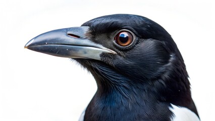 Fototapeta premium close up of a crow on a white background