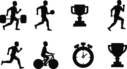 Naklejka premium sport and fitness silhouettes