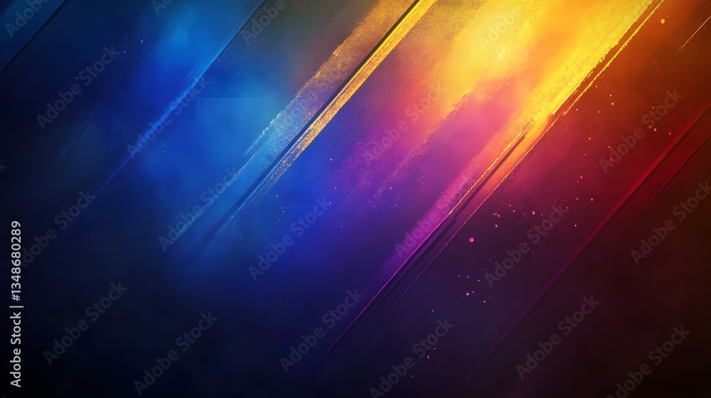 Poster abstract diagonal streaks of multiple colors against a dark backdrop