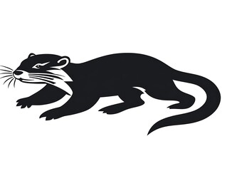 Fototapeta premium A black silhouette of an otter shown in a running stance
