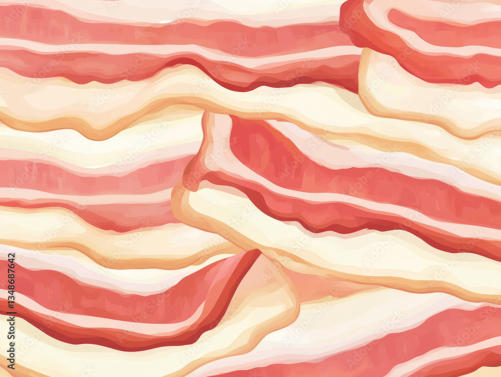 Aufkleber seamless pattern of highly detailed, flat color bacon stripes creates visually appealing background.