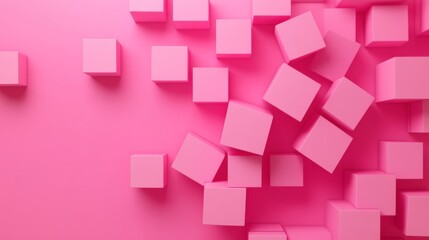 Pink Cube Pile Abstract Geometric Background, 3d, modern art
