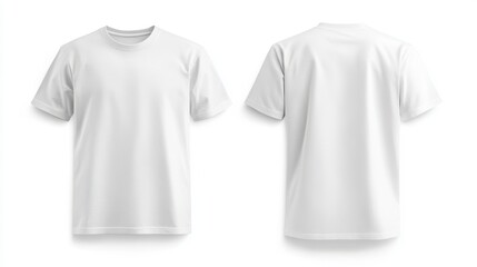 Mock-up template featuring white unisex t-shirts from front and back perspectives