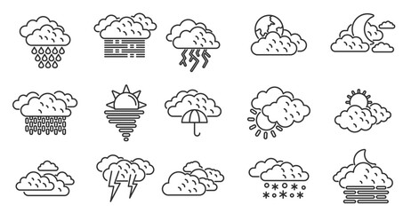 Weather Set Outline Icon Set. vector