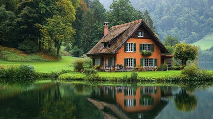 Rustic House by Lake in Alpine Valley