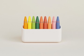 Colorful Crayons in a White Box