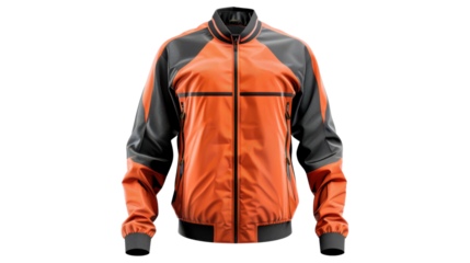 Modern orange and gray jacket isolated on transparent background