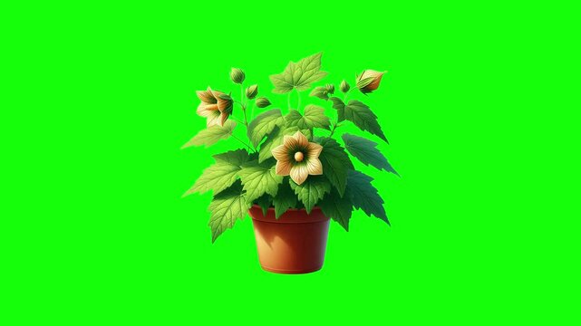 Abutilon green screen animation motion graphic in 4K high resolution.
