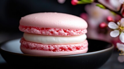 Delicate Pink Macaron with Creamy Filling