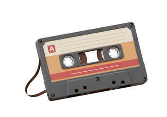 Fototapeta premium 3D Vintage Cassette Tape with Visible Reels and Labels - Retro Music