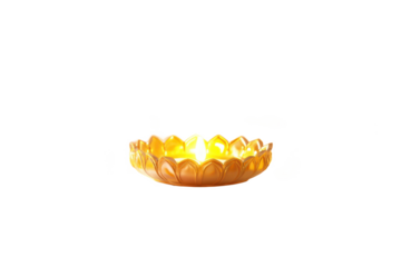 Illuminated Lotus Candle Golden Diya, Diwali, Meditation, Spiritual, 3D Render