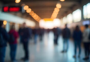 Generative AI The Unfocused Commuters People Walking Around Abstract Blurred at Train Station or Airport