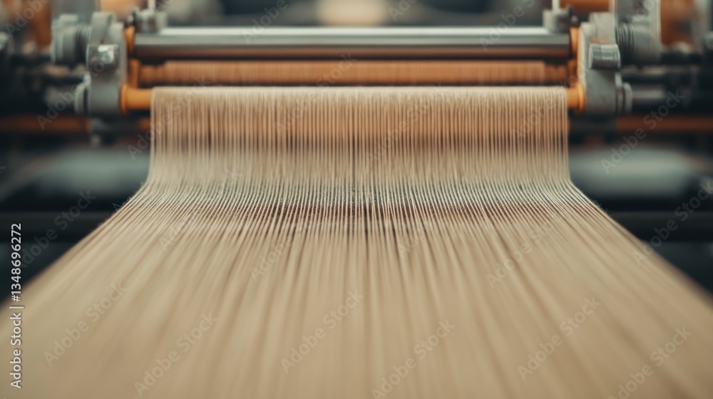 Poster weaving machine close-up: threads of creation