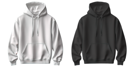 collection black and white oversized hoodie group isolated on transparent background, generative ai