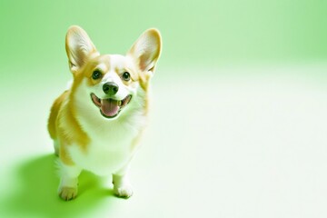 Cheerful Dog Smiling Brightly Against Light Green Background