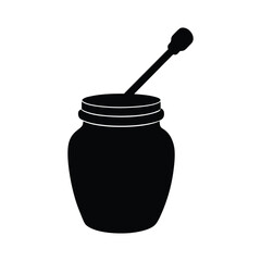 honey jar and the dipper on the jar silhouette art