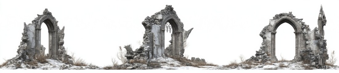 Ruined Stone Arches on a Hillside