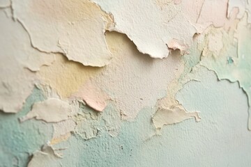 Abstract vintage art with blended pastel tones, muted teal-green gradients, and ivory paper texture for wall decor, editorial layouts.