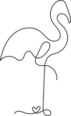 one line illustration of a flamingo