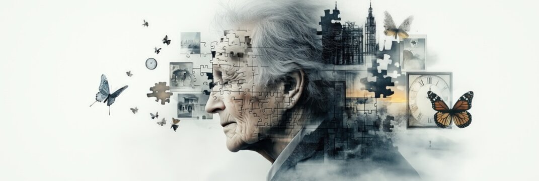 Elderly woman suffering from alzheimer's disease and dementia