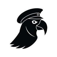 parrot head wearing captains hat silhouette art