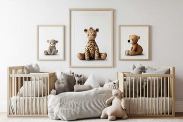 A stylish wall frame mockup for a children's room.