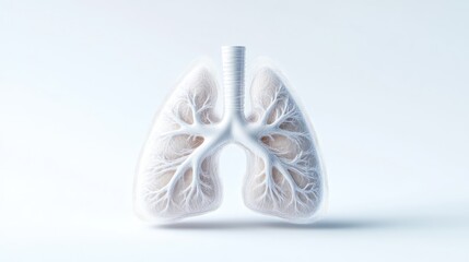 3D model of human lungs, highlighting bronchi and alveoli
