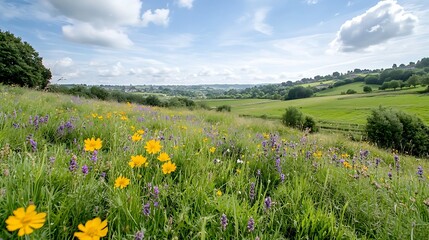 Obraz premium Spring nature event wildflower flora in a scenic landscape vibrant countryside view